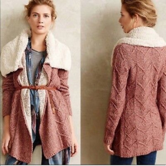 Anthropologie Sweaters - Anthro Sleeping on Snow Bondurant Sherpa cardigan